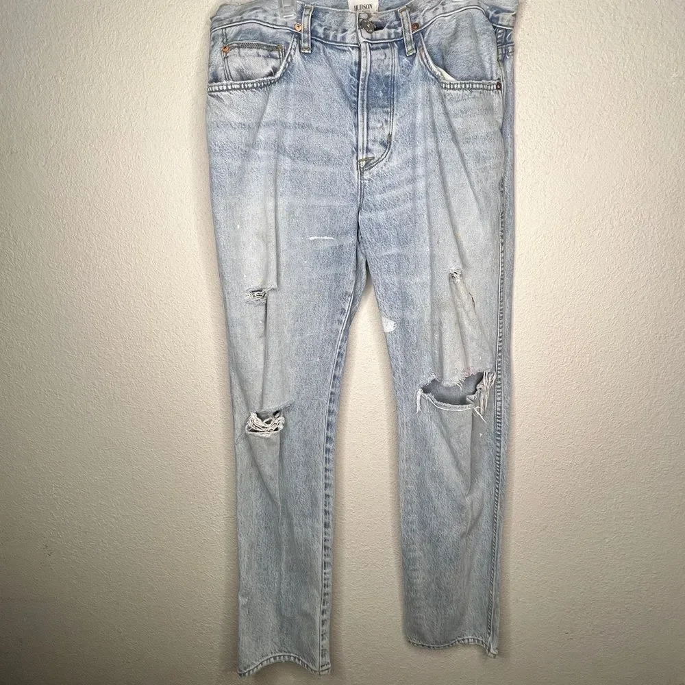 Hudson Button Up Destroyed Jeans with Paint